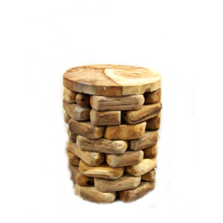 Stolik z kawałków drewna tekowego okrągły